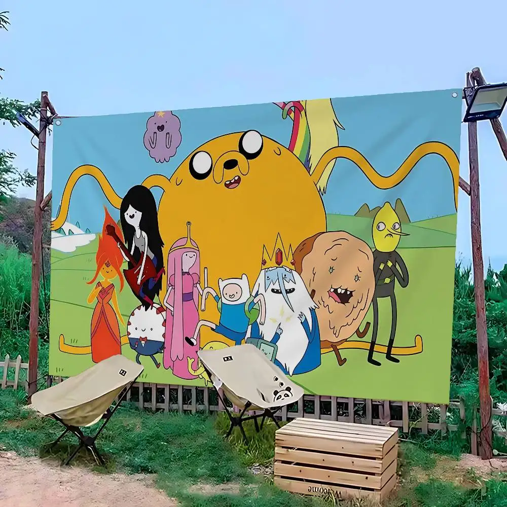 Animated A-Adventure Cartoon T-Time High End Quality Banner Printing Artistic Atmosphere Style Camping Flag