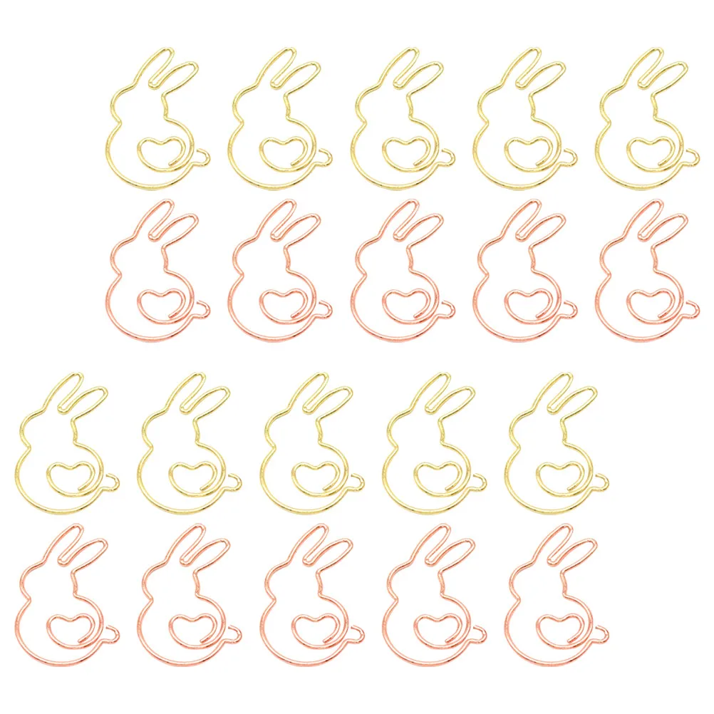 

20pcs Creative Rabbit Paper Clips Gold Marking Pins for Office School Supplies Gifts Metal Student Paperclip