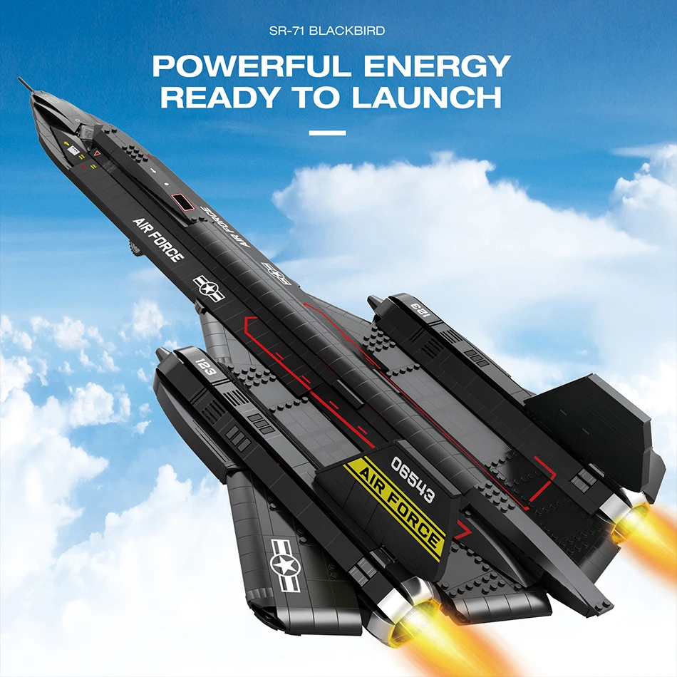 MOC SR-71 Blackbird Reconnaissance Aerei Building Blocks US Air Force Aereo Da Caccia Assemblaggio Mattoni Giocattolo Per Bambini Regalo per I Ragazzi