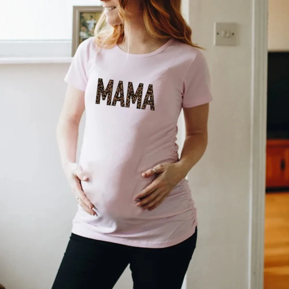 Nordic rainbow mama Printed Pregnant T Shirt Maternity Short Sleeve T-shirt Pregnancy Announcement Shirt New Mom Tshirts Clothes