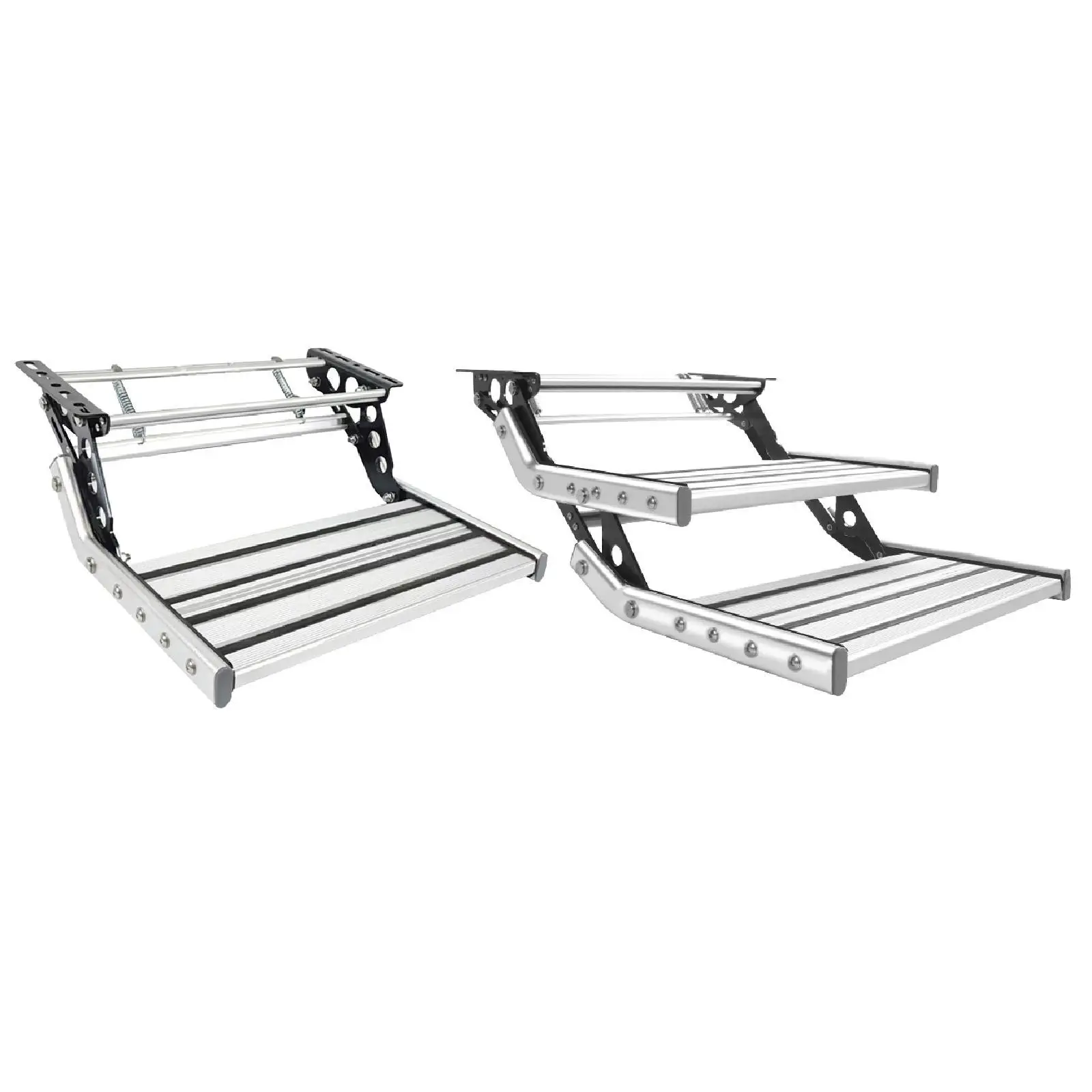 

Manual Folding RV Step Aluminum Platform Anti Slip 200kg Load Bearing for Trailer Camper Entry