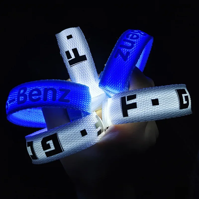 

White Led Bracelet Customized Concert Party Bar Bracelet Personalized Velcro Luminous Sports Wrist Strap Party 100/1000pcs/Lot