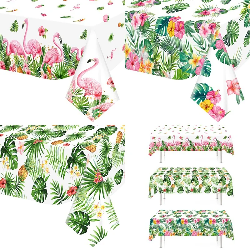 Hawaiian Party Decoration Palm Leaves Disposable Tablecloth Table Cover Tropical Summer Beach Supplies Luau Birthday Party decor