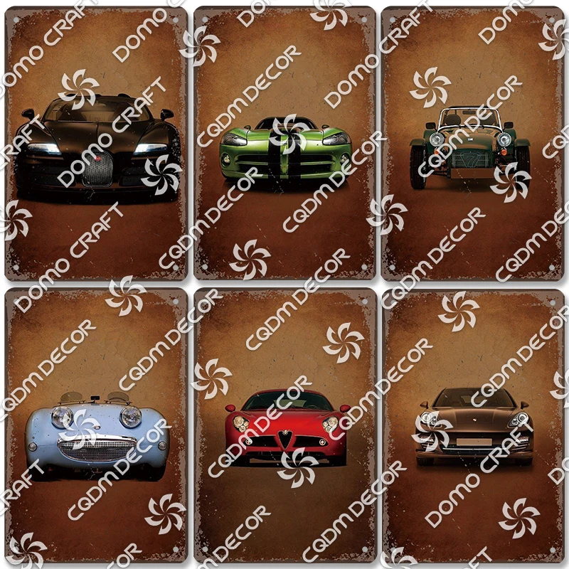 Retro Luxury Car Poster Metal Tin Signs Sports Car Jeep Racing Vintage Metal Plate Garage Club Man Cave Wall Decor