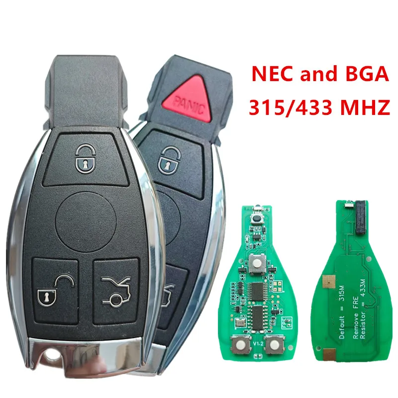

3/4 Buttons 315/433 MHZ Car Remote Key For Mercedes Benz W203 W204 W205 W210 W211 W212 W221 W222 A B C E S Class BGA and NEC