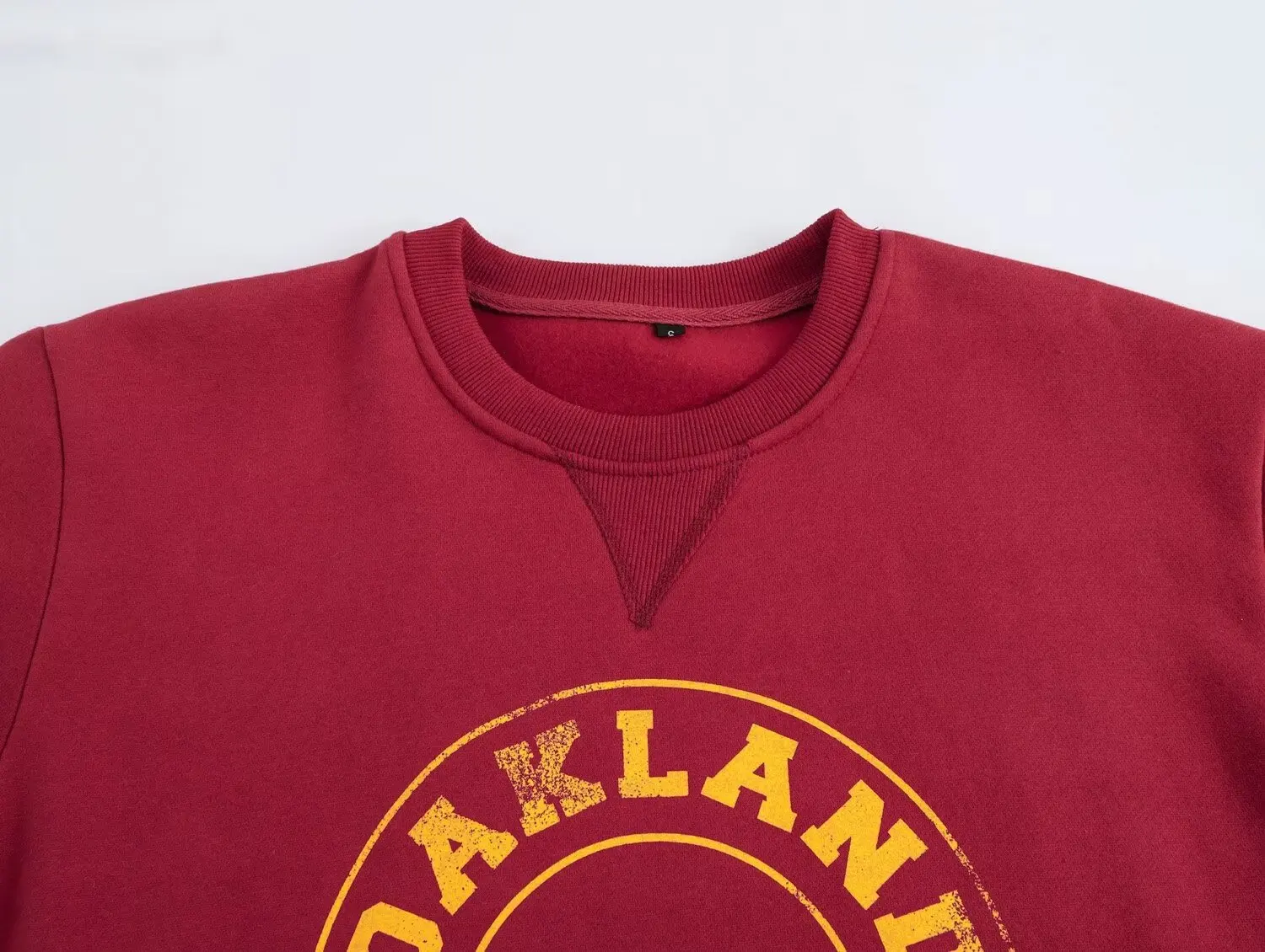 Dave&Di 2024 Winter Vintage Old School Style Letter Printed Red Round Neck Hoodie Sweatshirt Pullover Women Tops