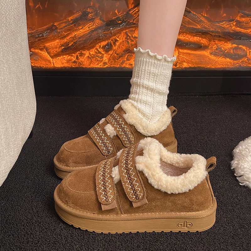 

Fleece Warm Women Boots Winter Short Plush Casual Cotton Shoes Fashion Thick Sole Ladies Bootie Outdoor Non-slip Ankle Boots New