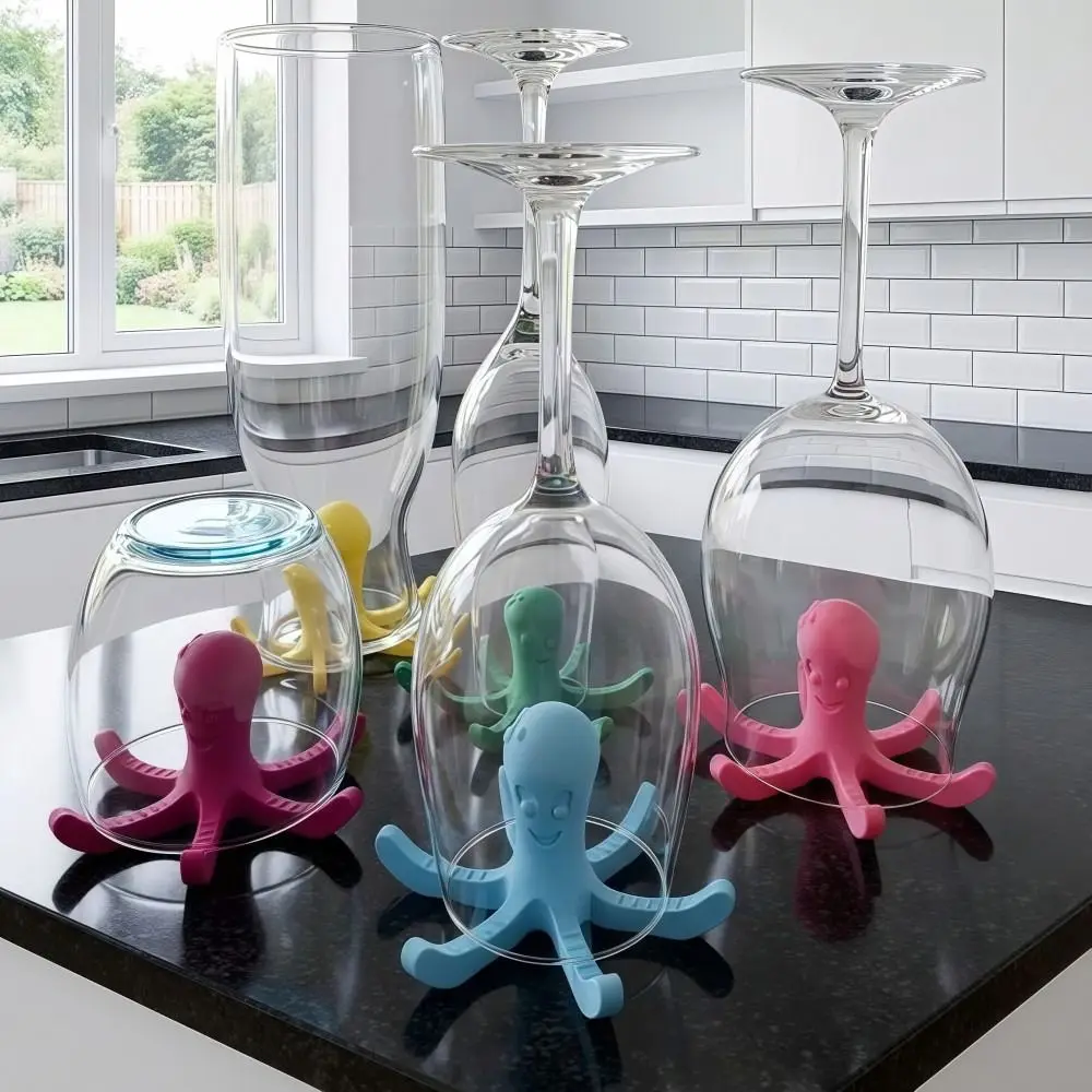 Picture 5: 6 Claws Octopus Cup Drain Rack 3D Printing Big Octopus Water Bottle Drying Rack Modern Design Blue Red Water Cup Holder