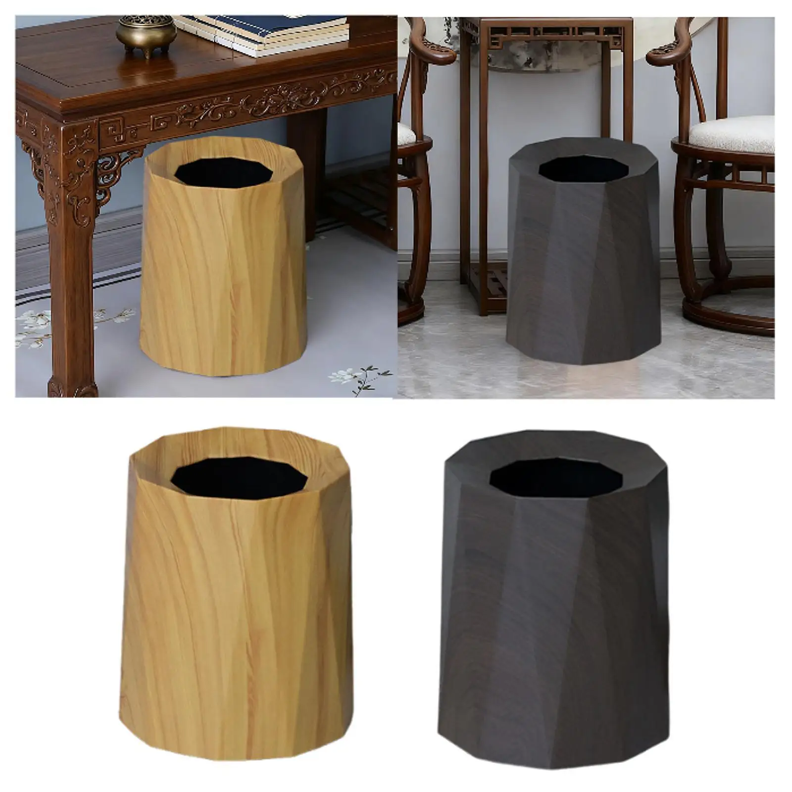 

Round Trash Can Modern Versatile Rubbish Bin for Living Room Kitchen Patio