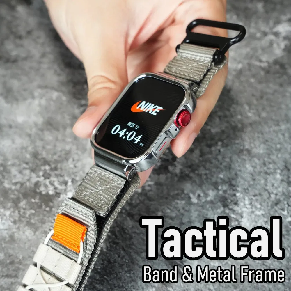 

Rugged Metal Case Nylon Band for Huawei Watch Fit 4 Pro Fit4 Fit 3 Tactical Velcro Strap with Metal Frame Full Cover Protector