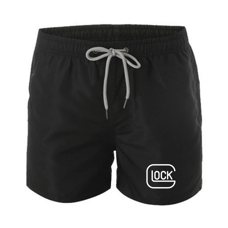 Pantalones cortos de playa con logotipo de Glock, Shorts informales de malla transpirable, secado rápido, holgados, Fitness