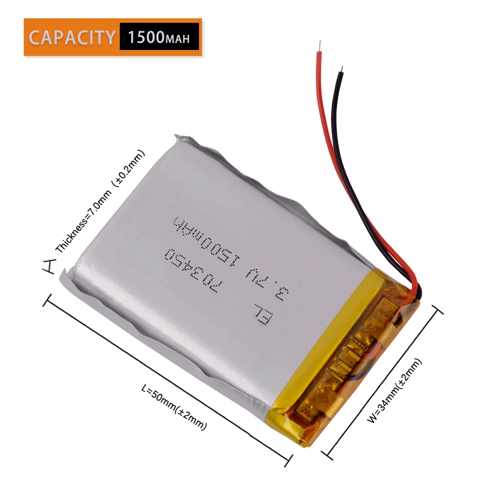 703450 3.7V 1500mAh Rechargeable Li-Polymer Li-ion Battery For MP4 MP5 PDA GPS DVR  DVD power bank Speaker E-book  693450 703549