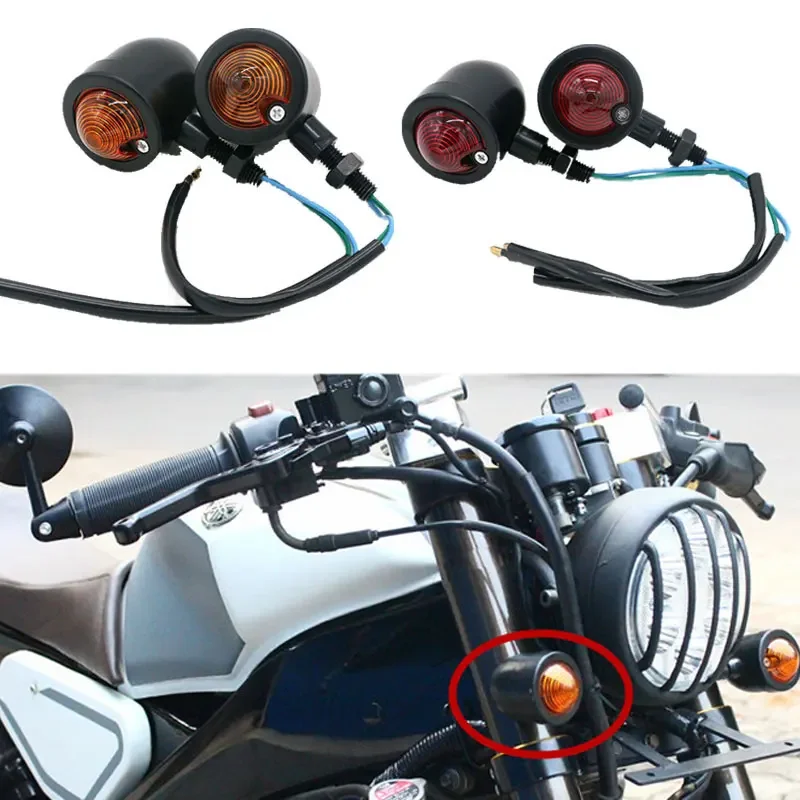 

2Pcs Motorcycle Turn Signal Brake Light Mini Bullet LED Turn Signals Brake Running Lights License Plate Lamp Moto Accessories