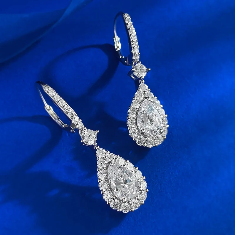 European and American New 925 Silver 6 * 9 Droplet Earrings Fashionable and Elegant Earrings with Evening Dress