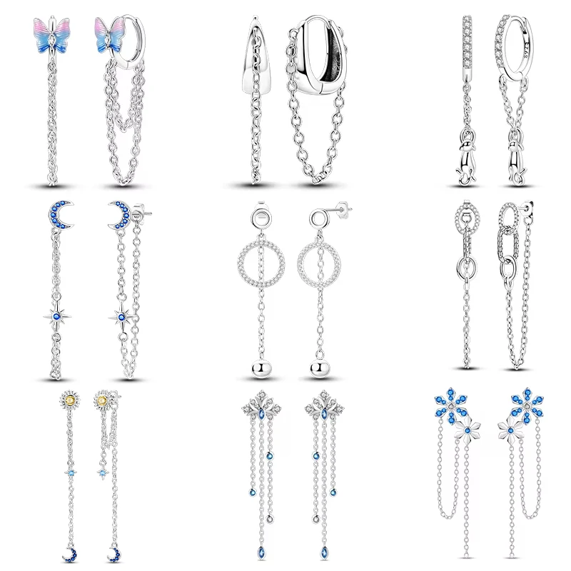 

Новые серьги с кисточками, серебро 925, бабочка, снежинка, звезда, луна, кисточка, серьги-гвоздики для женщин, изысканные помолвочные украшения на день рождения, подарки