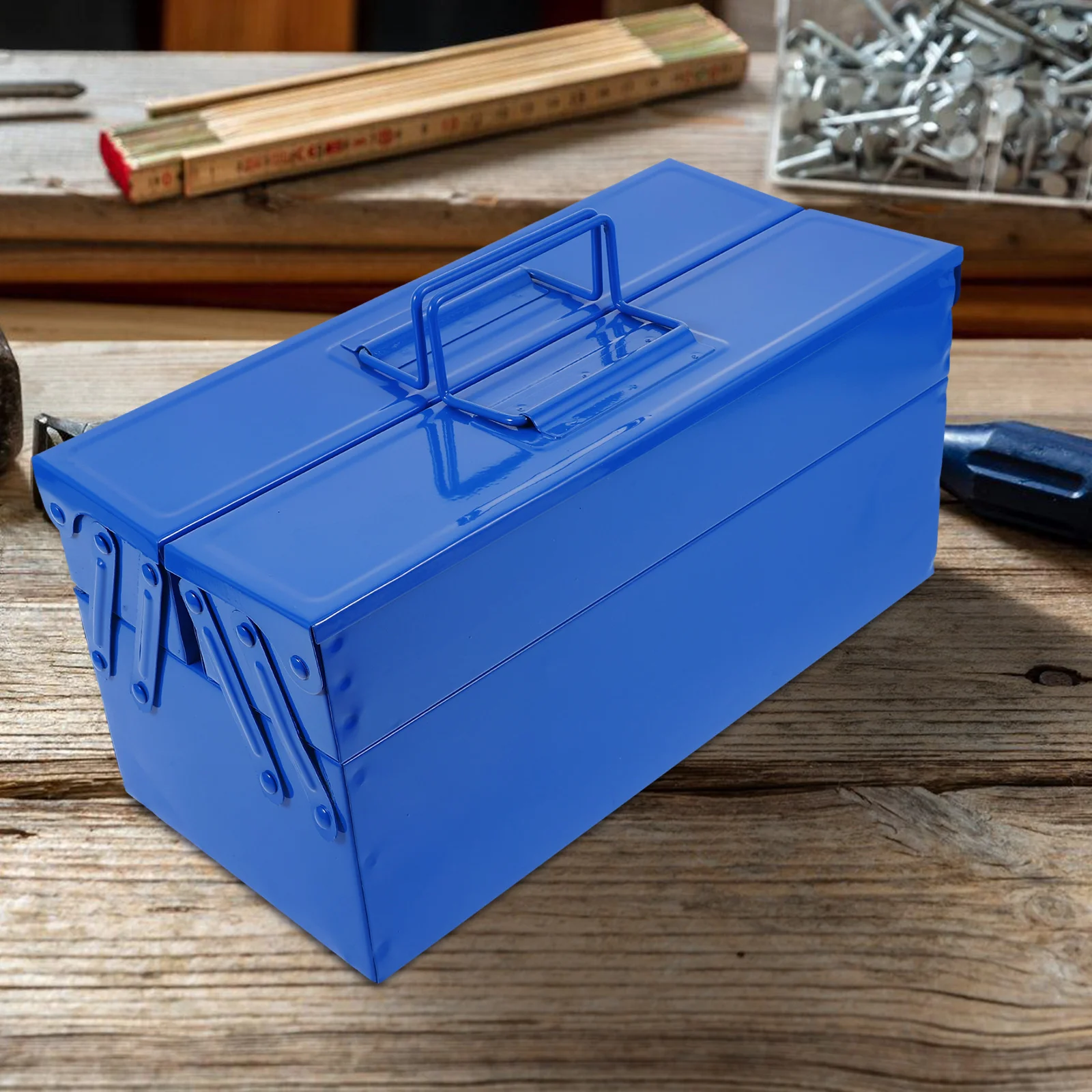 

Handheld Portable Tool Storage Box Organizer Multi-Function Toolbox With Handle Small Capacity Durable Reinforced Corner Metal
