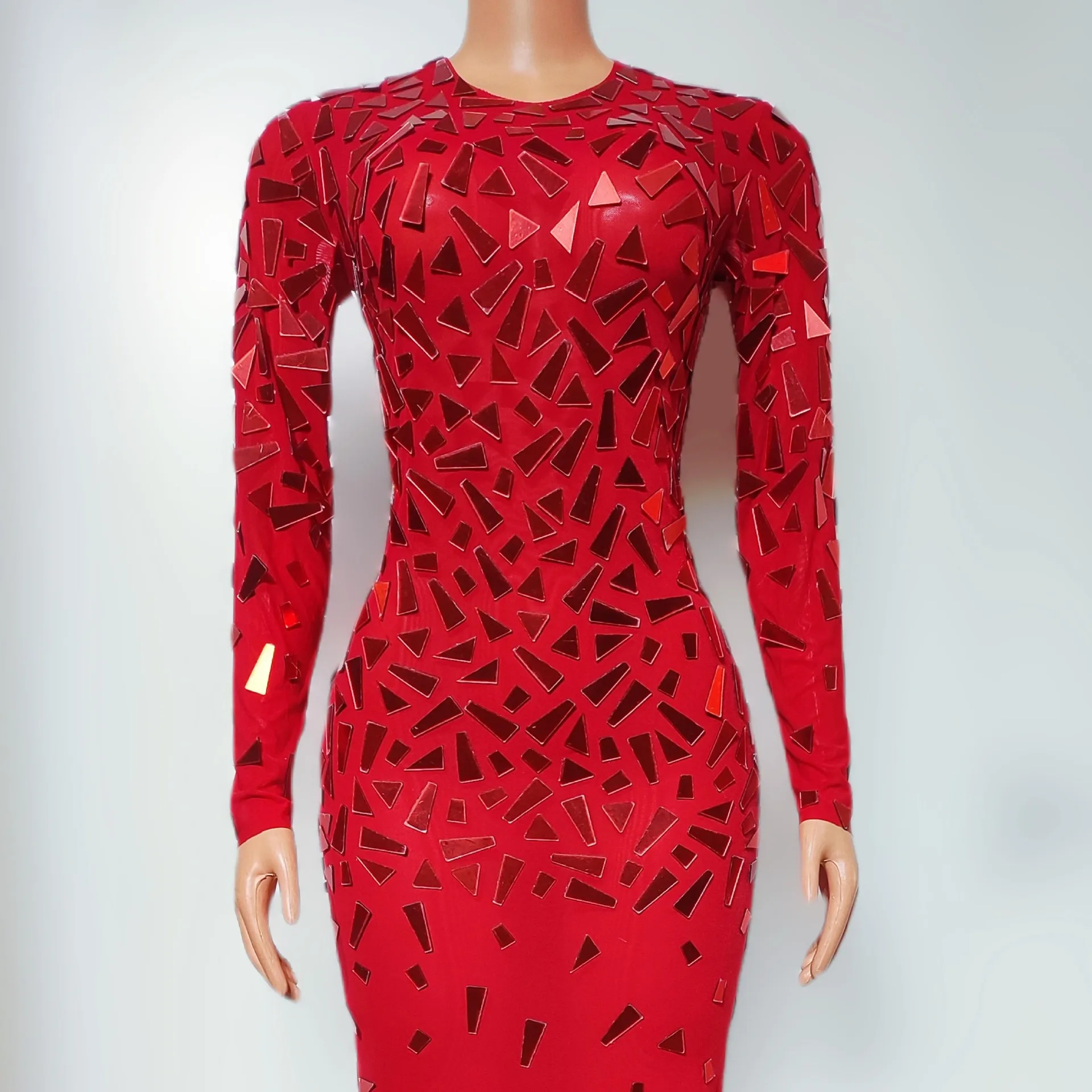 Paillettes di lusso Autunno e inverno Abito lungo aderente a maniche lunghe Modello adulto Passerella Abito alla moda Incontro annuale Abendkleid