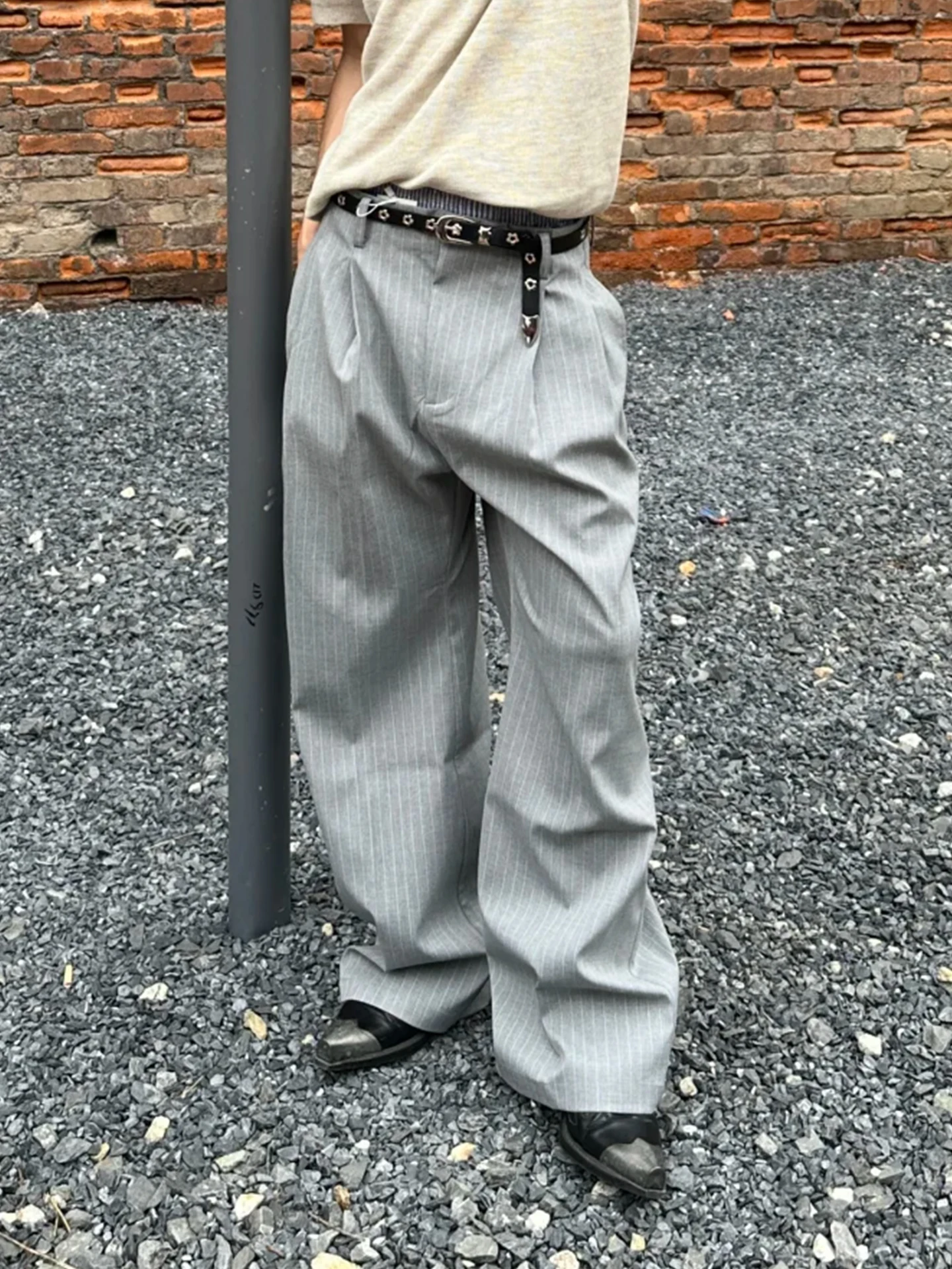 

Брюки прямого кроя с двойными складками и 3D-шейлингом, в полоску, в стиле американского ретро, свободные повседневные брюки