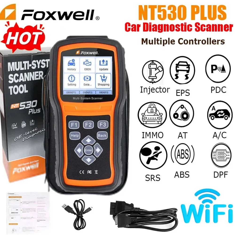 Foxwell NT530 Plus Upgrade WIFI OBD2 Diagnostic Scanner for Nissan Porsche Volvo Ford Bmw MITSUBISHI Universal Diagnostic Tool