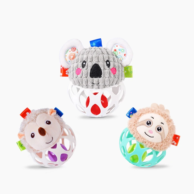 Niedliches Tier Löwe Elefant Koala Hand fangen Ball Neugeborenen Baby Rassel Spielzeug Shaker Rassel Loch Ball runde Form Kinderspiel zeug