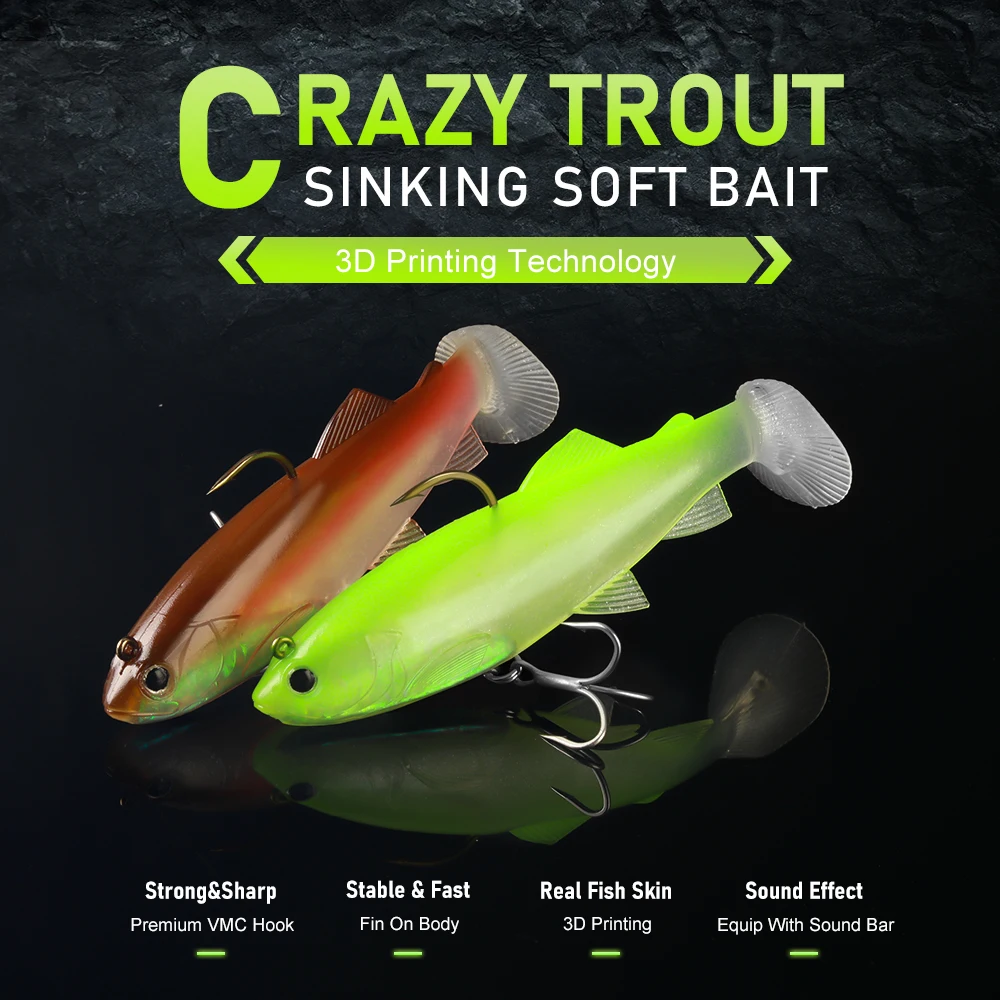 Señuelo Kingdom Paddle Tail – Vinilo hundible cola en T cabeza plomo - imagen 5