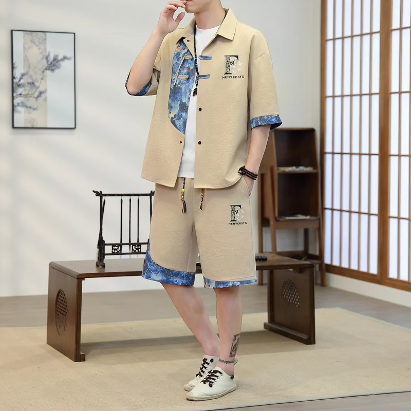 

Short Sleeves+Shorts 2026 Summer Men'S Trendy Comfortable Loose men High-Quality Fashion Breathable Large Size Casual suit