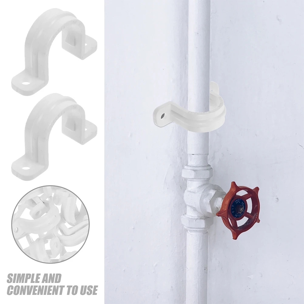 

20 Pcs PVC Pipe Strap Clamps Plastic Brackets Support for Pipes Tube