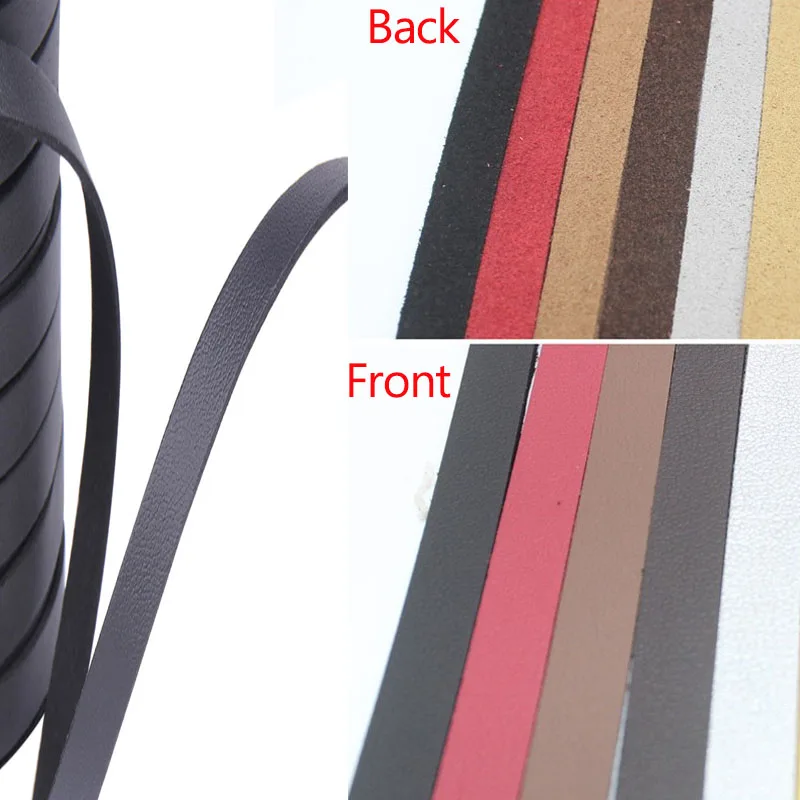 5M 3/4/5/8/10mm Wildleder-Lederkordel, flache, weiche PU-Lederriemen, Seil für DIY Armband, Halskette, Schmuckherstellung, Zubehör – Detail 2