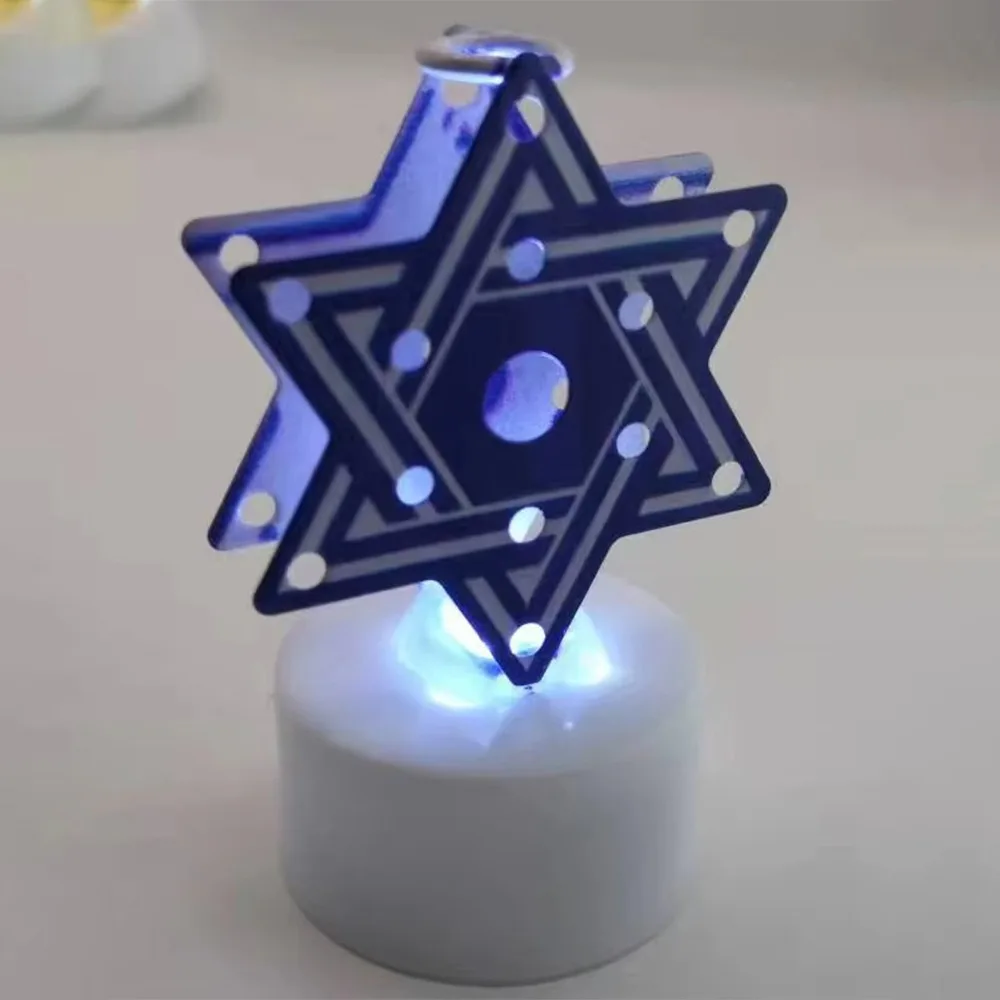 

Fashion Metal Hanukkah Decor LED Candle Light Portable Hanukkah Ornaments Battery Included Chanukah Lamp for Party Decoration