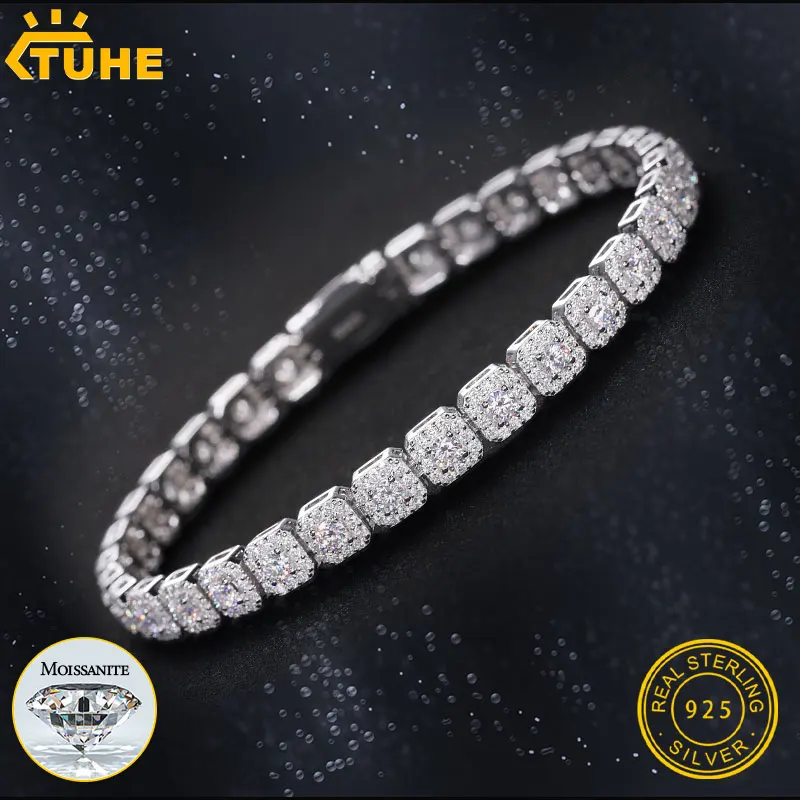 

TUHE Unisex Cuban Chain Men Bracelet 925 6mm Width Chain Bracelet Moissanite For Men Hip Hop Jewelry Gift Stock delivery