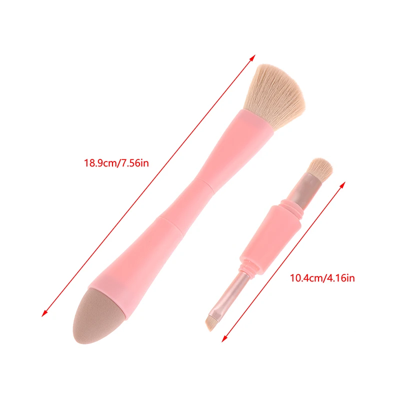 1Set Multitasker 4-in-1 Makeup Brushes Portable Travel Face Highlight Eye Shadow Powder Blusher Brush Detachable Beauty Tools