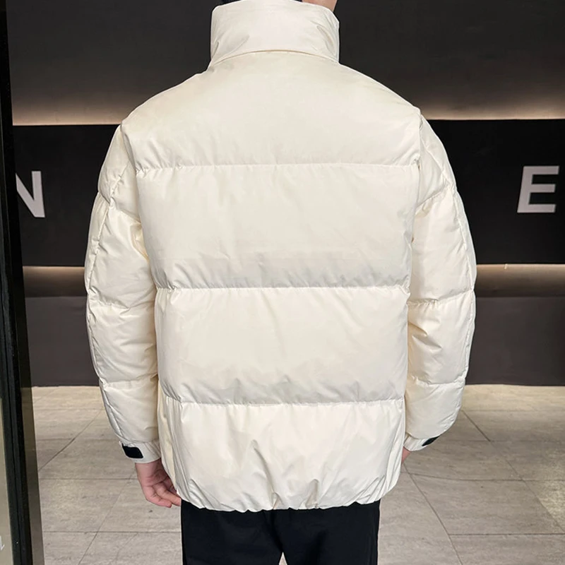 High Quality Men's Stand Collar Duck Down Jackets 2025 Winter Streetwear Windproof Loose Puffer Coats Youth Warm Padded Clothing