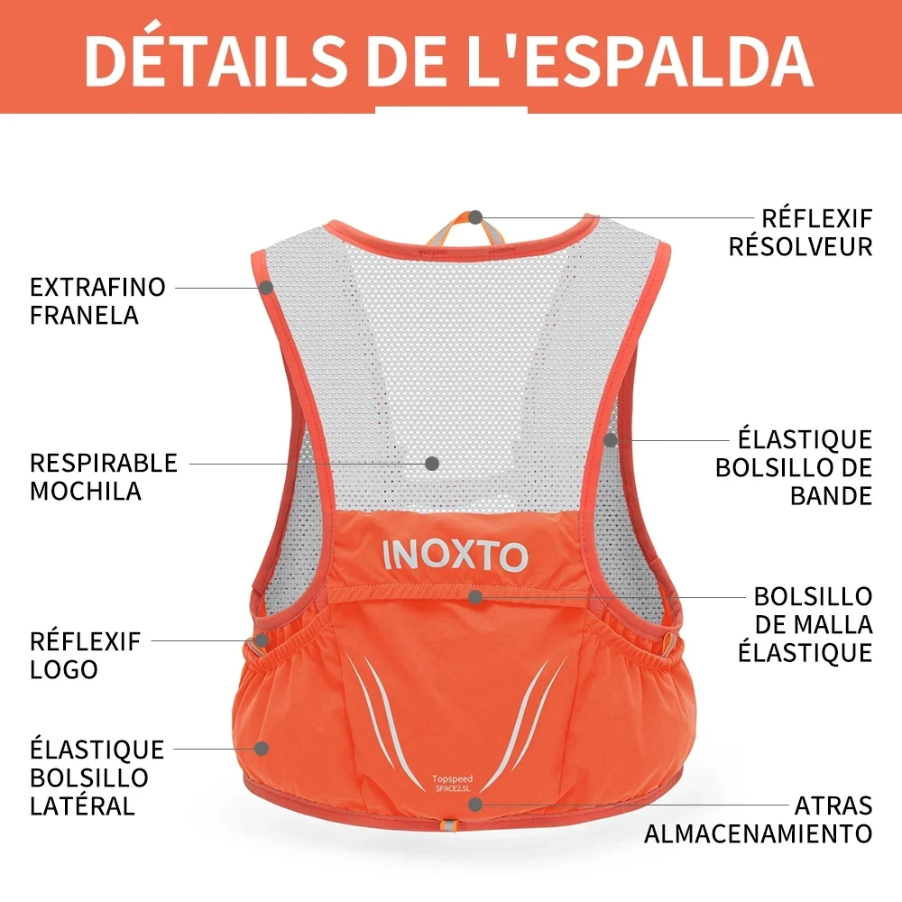 INOXTO Lightweight Running Backpack Moisturizing Hydration Vest Suitable for Bicycle Marathon Hiking Ultra-light Portable 2.5L