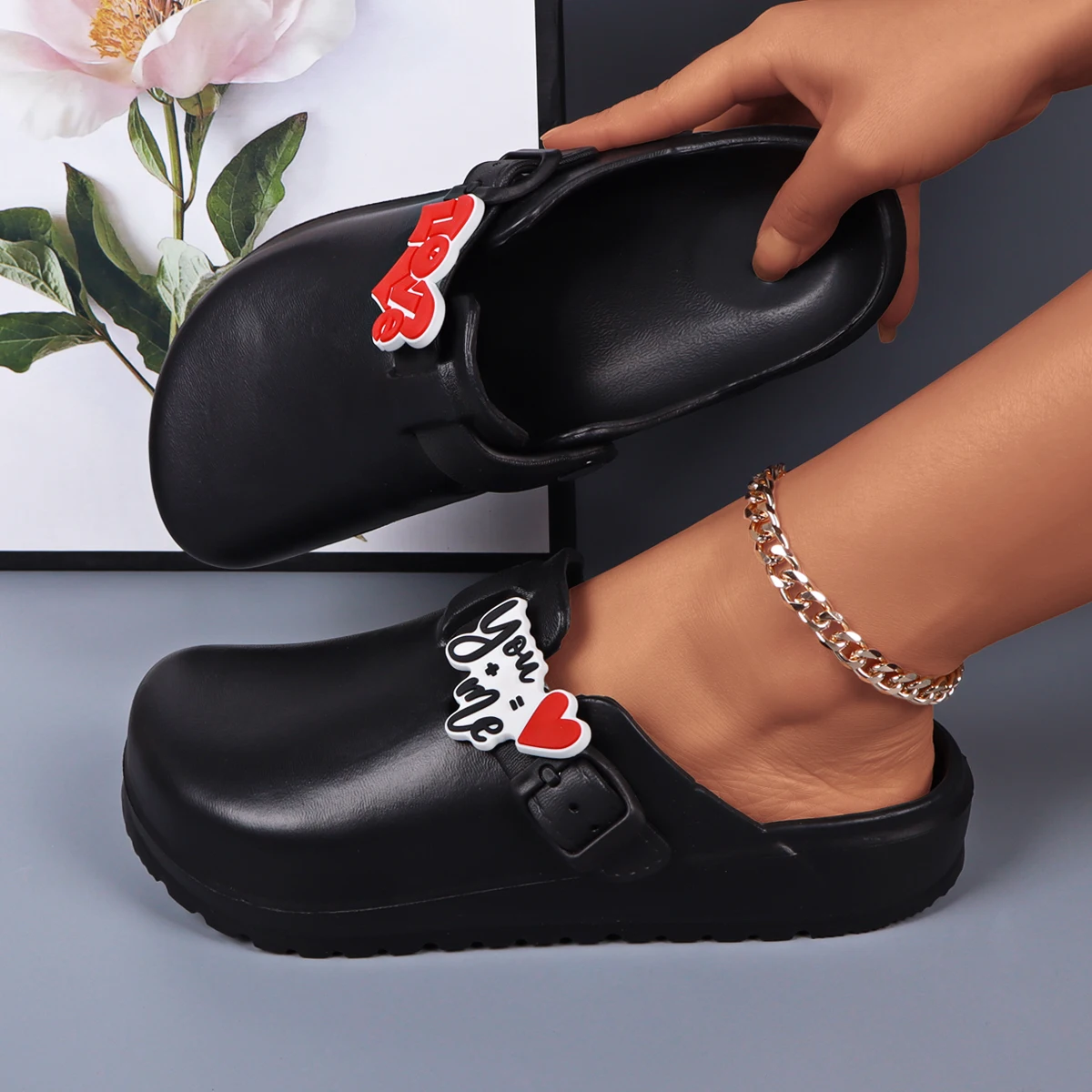 

Spring&Summer EVA Slides Women's Summer Sandals Comfortable Soft Sole House Slippers DIY Charms Waterproof Indoor Outdoor Slippe