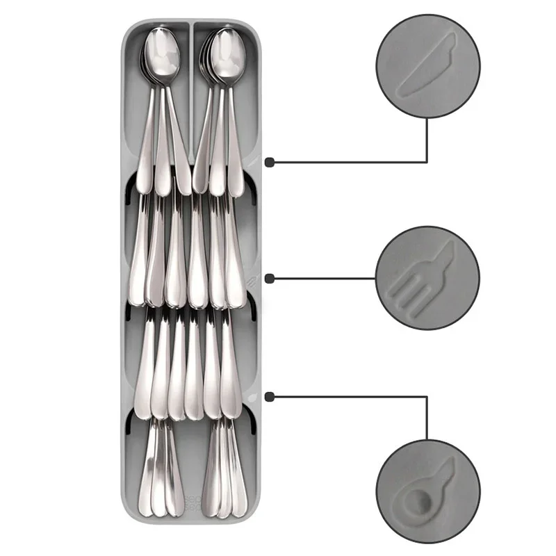 Kitchen Cutlery Storage Box Tableware Tray Knife Block Holder Drawer Container  Tableware Organizer Spoon Fork Separation Box