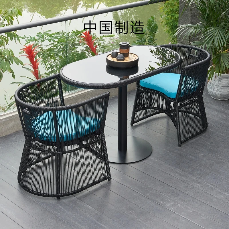 Balcony small table chair home rattan chair coffee table chair three-piece set of Internet celebrities one table and two chairs