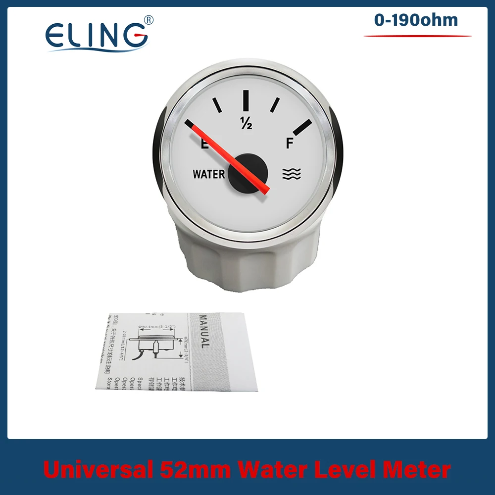 ELING 52mm Water Level Gauge Signal 0-190ohm 240-33ohm with Red Backlight for Car Marine Boat Motorcycle