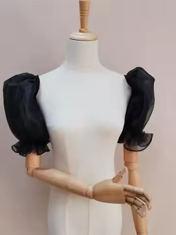 New organza ivory black blue prom evening party wedding bridal dress Diy accessories false sleeve