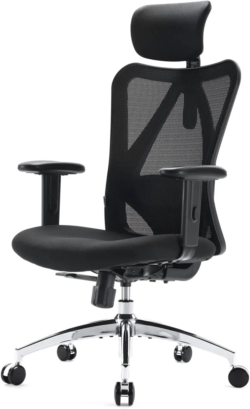 Ergonomic Office Chair for Big and Tall People Adjustable Headrest with 2D Armrest Lumbar Suppor