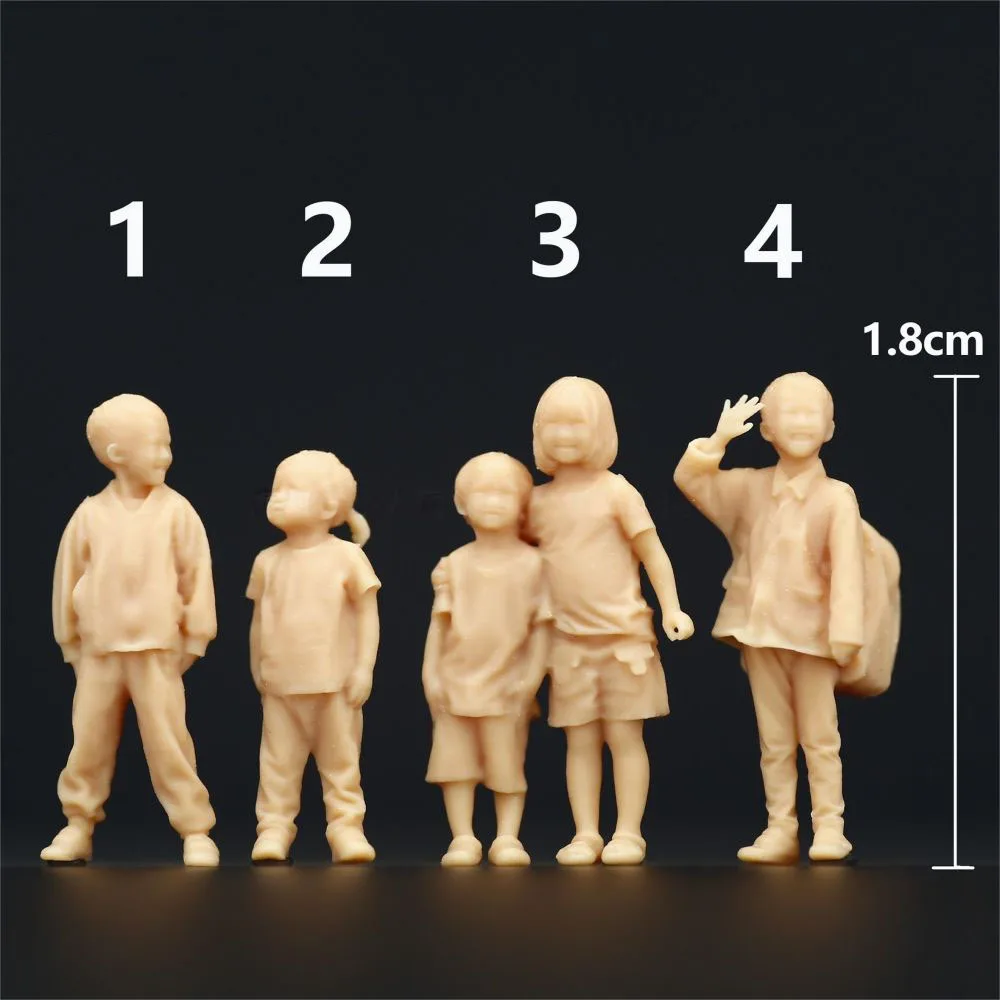 5PCS SETCute Kids Bear Kids 1/87 1/64 1/43 Diorama  Scene Props Miniatures Figures Model For Hand DIY Painted Cars Vehicles Toys