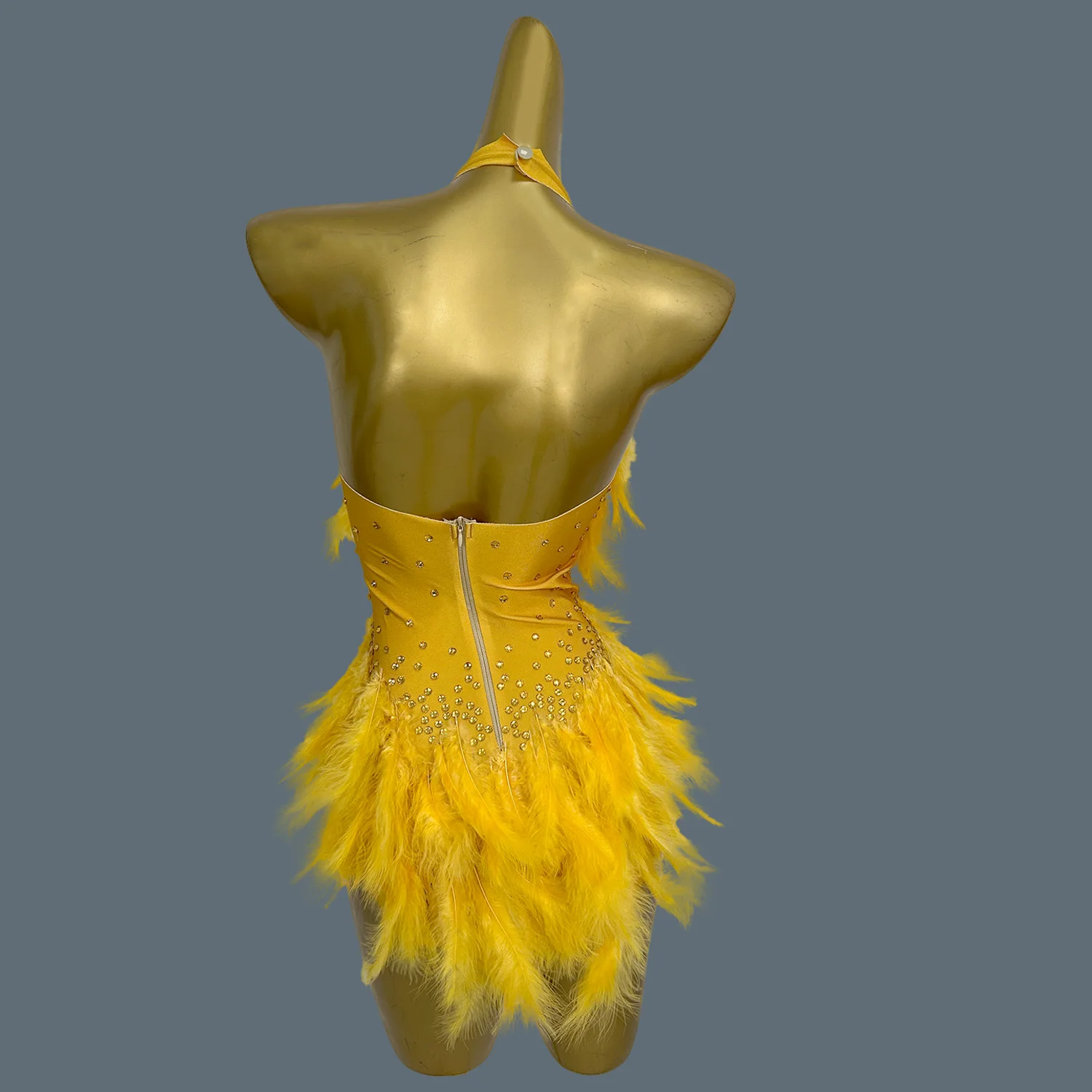 คลาสสิก Rhinestone Feather Spandex ชุดบอดี้สูทยืดหยุ่น Showgirl STAGE สวมใส่เซ็กซี่ชุดบอดี้สูท Catsuit Liusuyumao