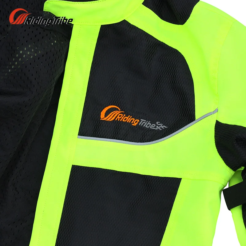 Motorcycle Riding Jacket Motorbike High Visibility Warning Breathable Racing Reflective Cycling Safety Clothes Fluorescent Green