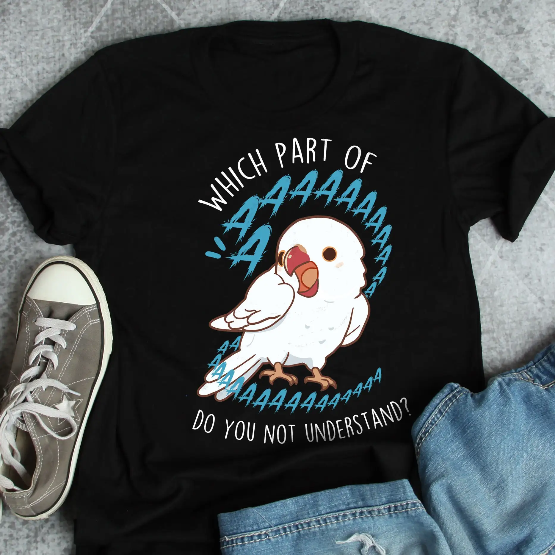 White Indian Ringneck Parrot T Shirt Funny Albino Lover Cute Pet Bird Irn Mom Ringnecked Dad Top