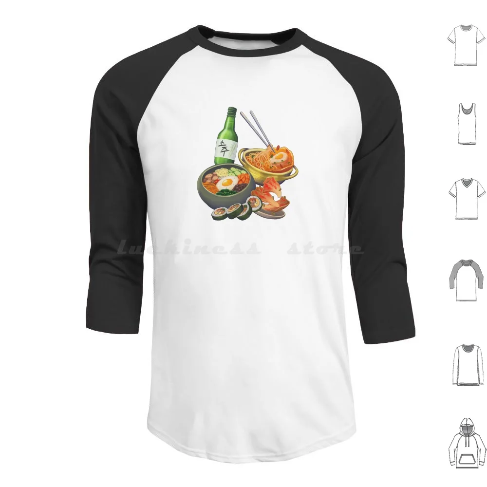 Korean Food Set Hoodie cotton Long Sleeve Korea Korean Food Cuisine Korean Food Korean Dish Korean Drama Cook Eat Plate