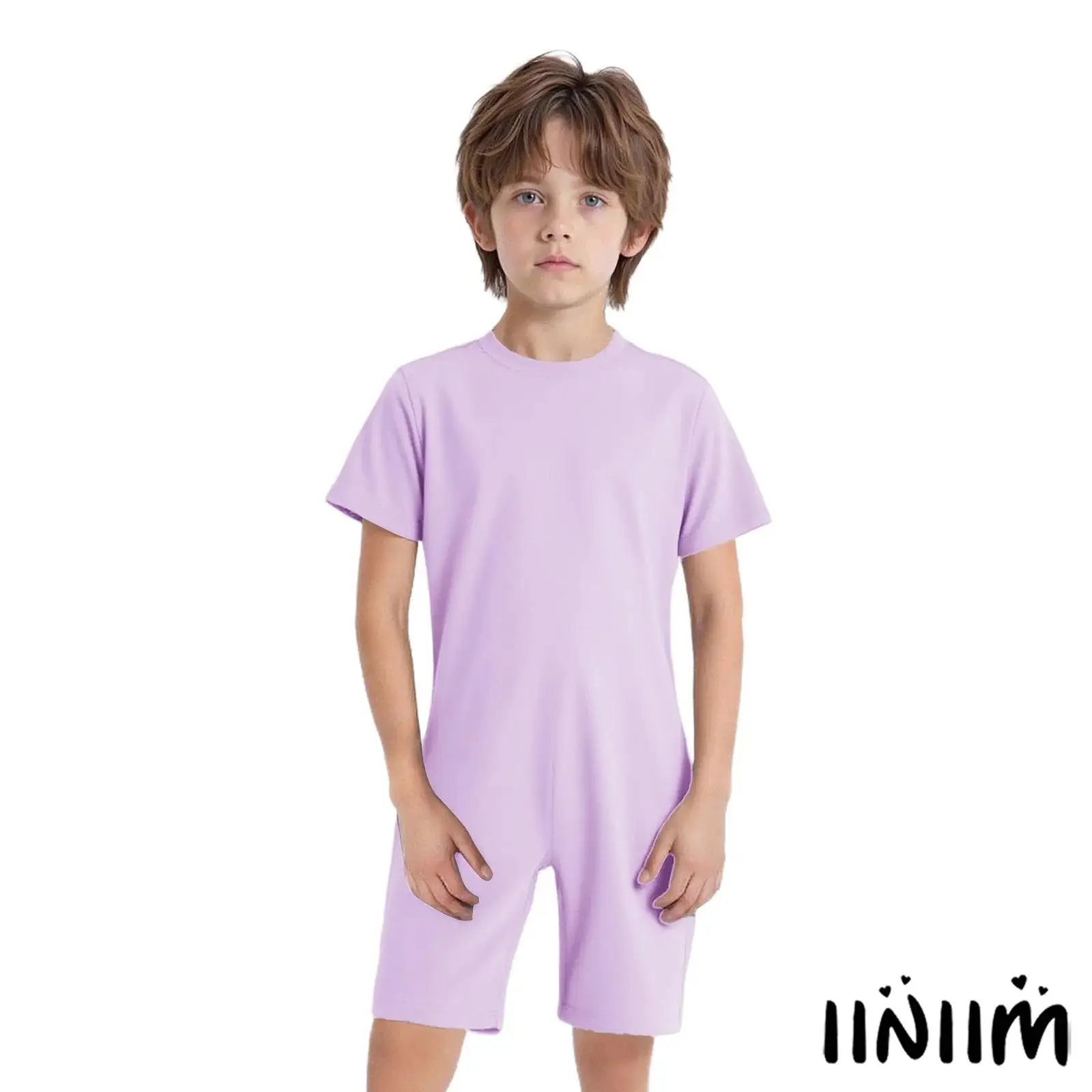 

Kids Girls Boys Special Needs Adaptive Clothing Short Sleeve Back Invisible Zipper Solid Color Gymnastics Ballet Dance Jumpsuit