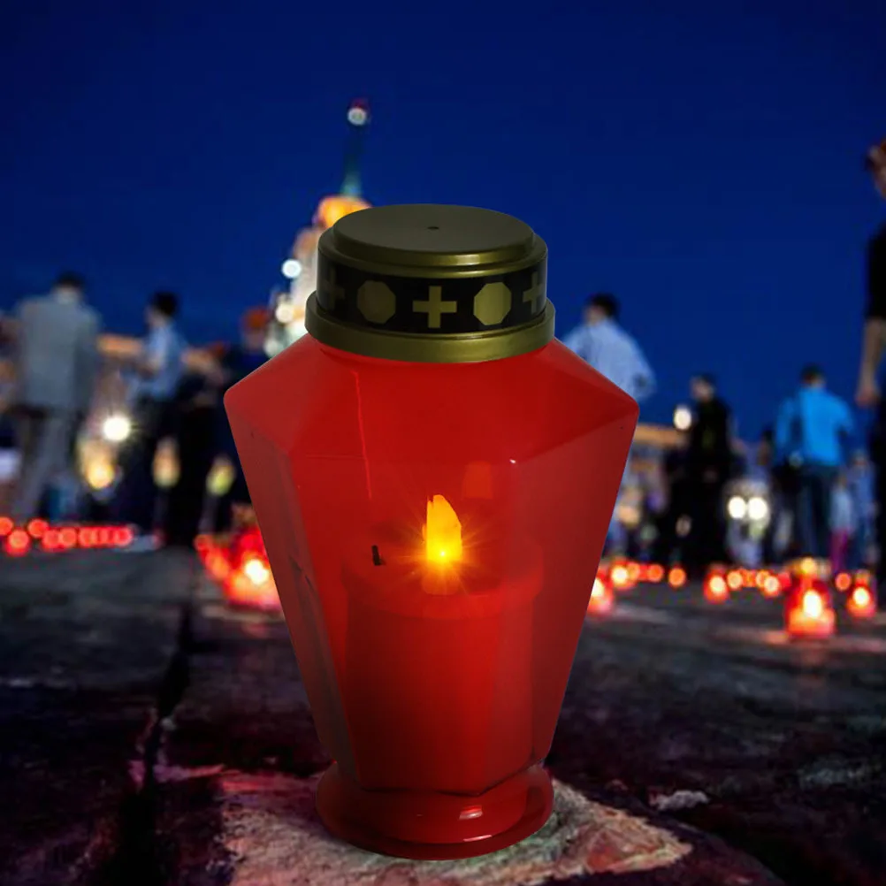 2 قطعة Led مقبرة ضوء مصابيح خارجية بالطاقة عديمة اللهب الشموع ديكور ل الكنيسة الصلاة حديقة ساحة الجدول