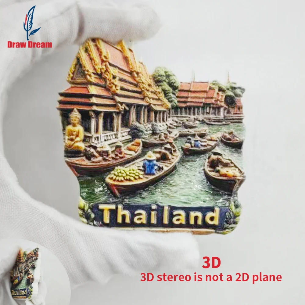 1 Stück Thailändischer Kreativer 3D-geprägter Kühlschrankmagnet, Weltreise-Souvenir-Kollektion, geeignet für Heim- und Bürodekoration, personalisierter exklusiver Reise-Souvenir-Magnet,