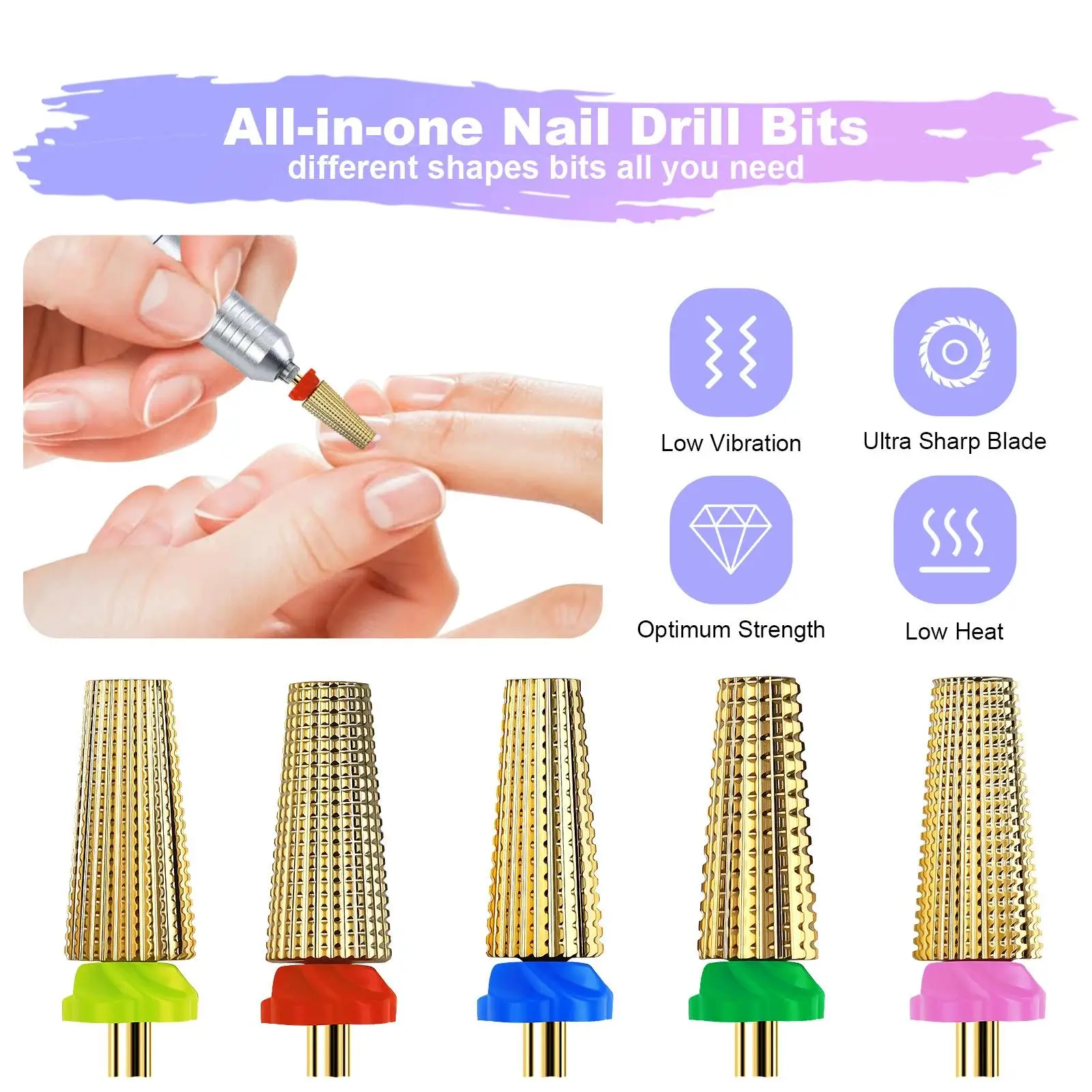 

Nail Tungsten Steel Polishing Head Carbid Nail Drill Bits Milling Cutter For Remove Nail Polish Tapered End Cut Manicure Tools