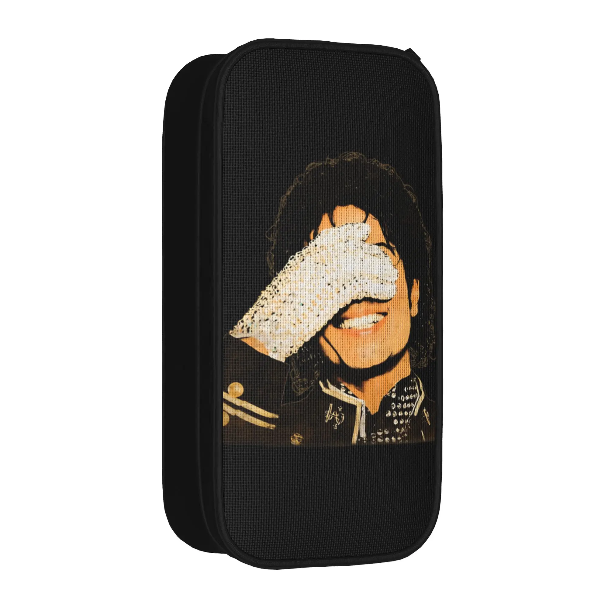 Fashion MJ Sparkling Glove Portrait Pencil Case M-Michaels Pencil Box Pen for Student Bag School Cosmetic Stationery