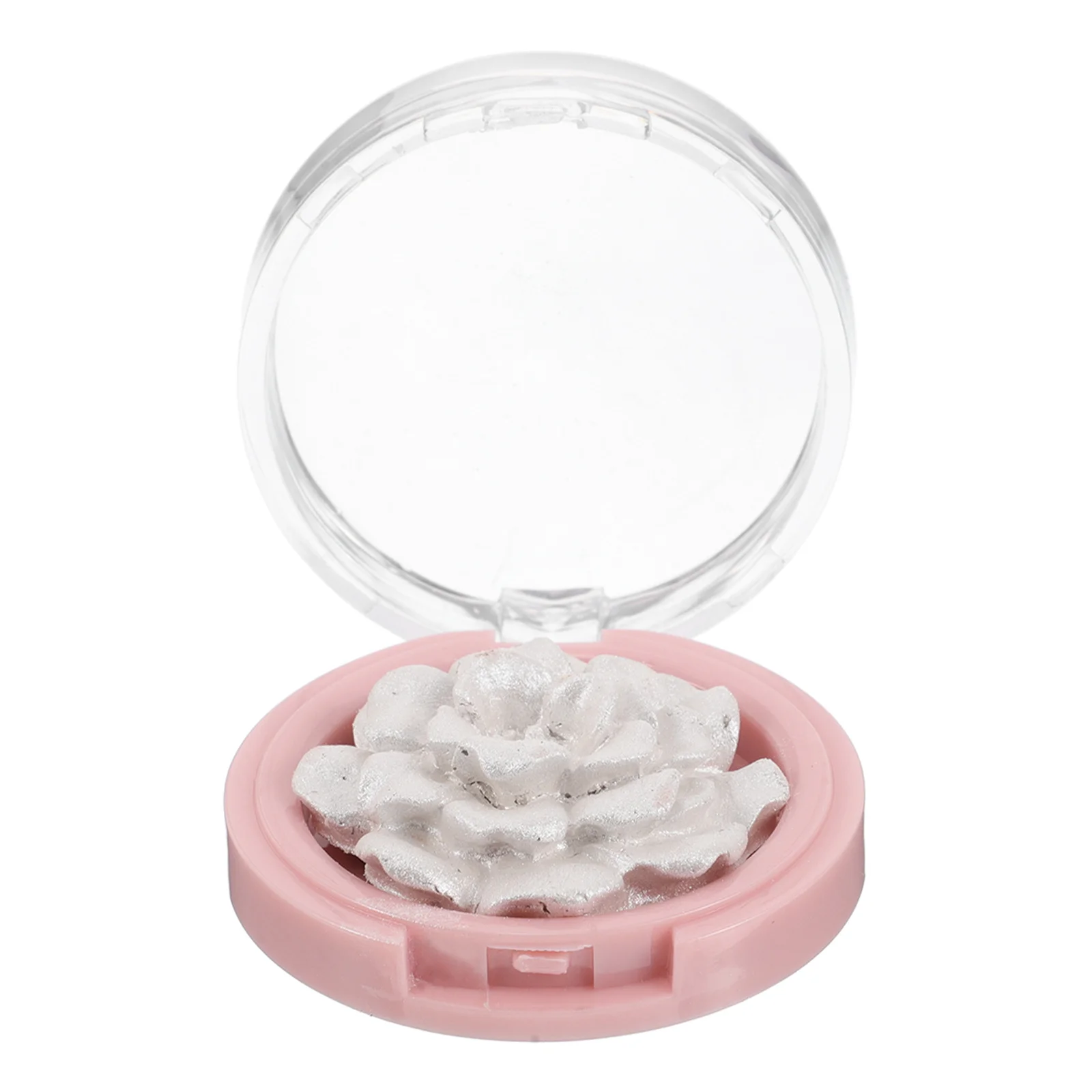 Różowy rozświetlacz w pudrze 3D, rzeźbiony, do twarzy i policzków, rozświetlający, połyskujący, srebrny rozświetlacz do makijażu.